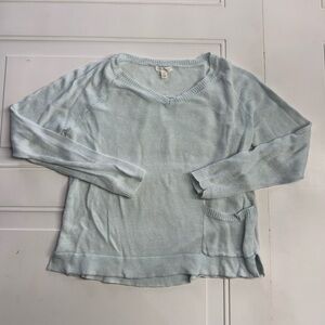 Eileen Fisher Women’s Sz S Italian Yarn 100% Linen Light Blue Green Sweater